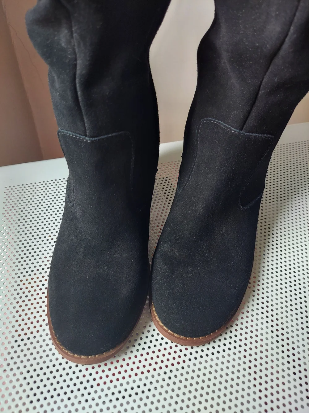 Crown Vintage Black Suede Over-the-Knee Block Heel Boots